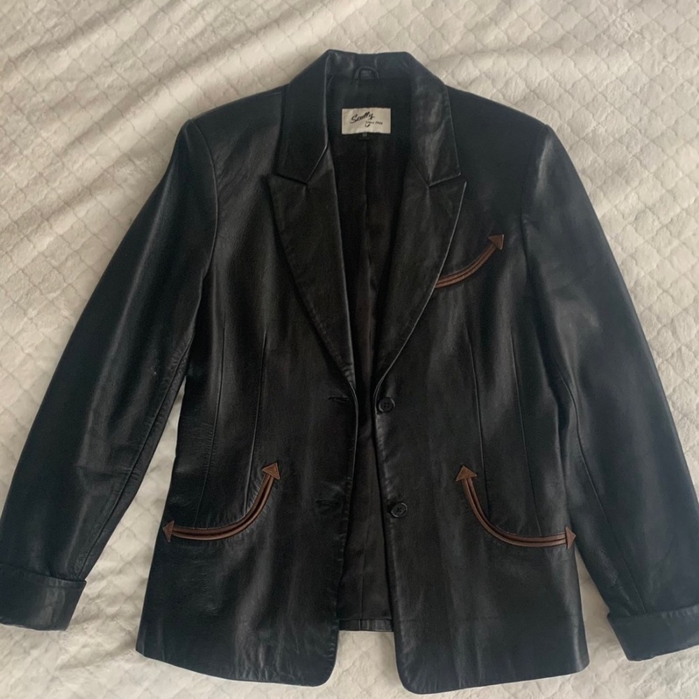 Vintage REAL leather blazer, soft buttery genuine leather.